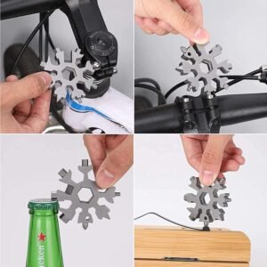 18 In 1 Snowflake Multi Functional Tool Stainless Steel Multi Tool Keychain Repair Tool for Outdoor Survival and DIY Repairs - Image 8
