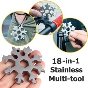 18 In 1 Snowflake Multi Functional Tool Stainless Steel Multi Tool Keychain Repair Tool for Outdoor Survival and DIY Repairs - Image 9