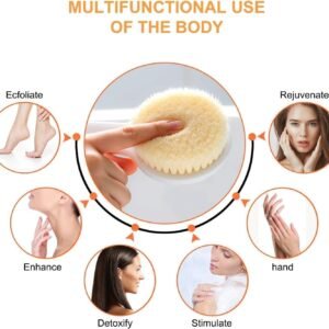 White Body Brush Bath Brush with Handle for Back Scrubbing Skin Exfoliation and Shower Massage - Image 2