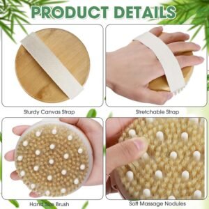 Wooden Bath Brush Natural Bristle Body Brush with Long Handle for Back Scrubbing Skin Exfoliation and Massage - Image 3