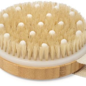 Wooden Bath Brush Natural Bristle Body Brush with Long Handle for Back Scrubbing Skin Exfoliation and Massage - Image 1