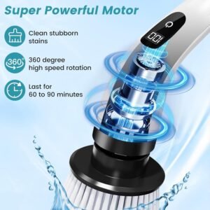 9 In 1 Electric Spin Scrubber Cordless Cleaning Brush with Multiple Replaceable Heads for Bathroom Kitchen Tile and Floor Cleaning - Image 2