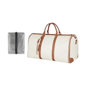 PU Leather Duffle Bag Waterproof Travel Gym Bag with Adjustable Shoulder Strap and Large Capacity Storage - Image 3