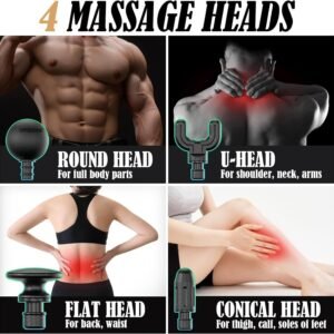 Massage Gun with Handle Deep Tissue Percussion Massager for Muscle Recovery Pain Relief and Relaxation for Back Neck Shoulders and Body - Image 5