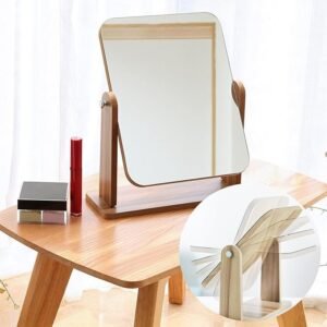 Wooden Desk Square Makeup Mirror Large Size Tabletop Vanity Mirror with Wooden Frame Adjustable Angle Cosmetic Mirror for Makeup Dressing Table - Image 6