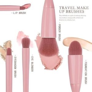 Makeup Brush with Mirror Portable Cosmetic Brush with Built in Mirror for Travel Makeup Application - Image 4