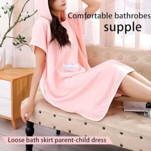 Wearable Bathrobe Quick Drying Bath Towel Robe Wrap for Shower Beach Spa and Travel - Image 3