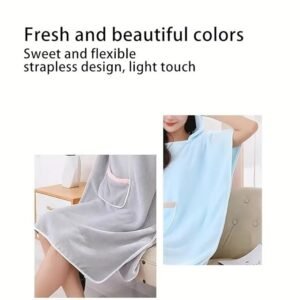 Wearable Bathrobe Quick Drying Bath Towel Robe Wrap for Shower Beach Spa and Travel - Image 8