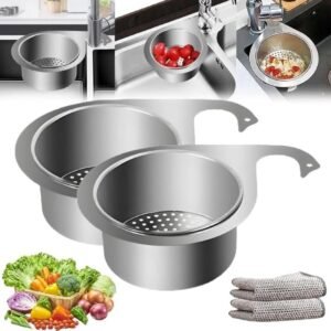 Steel Sink Strainer Basket Stainless Steel Kitchen Sink Drain Basket for Food Waste Filtering and Drain Protection - Image 9
