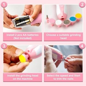 Baby Nail Trimmer Electric Baby Nail File Safe Nail Grooming Tool for Infants with Protective Case - Image 2