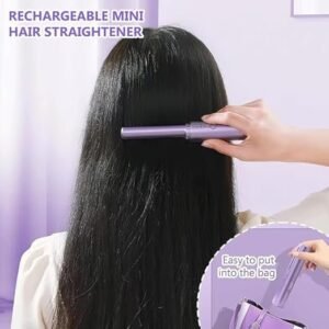 Rechargeable Mini Hair Straightener Comb Portable Hair Straightening Brush Cordless Styling Tool for Travel - Image 4