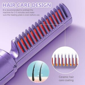 Rechargeable Mini Hair Straightener Comb Portable Hair Straightening Brush Cordless Styling Tool for Travel - Image 6