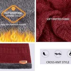 Winter Cap and Scarf Set Warm Knit Beanie Hat and Neck Scarf Combo for Cold Weather Outdoor Protection - Image 5