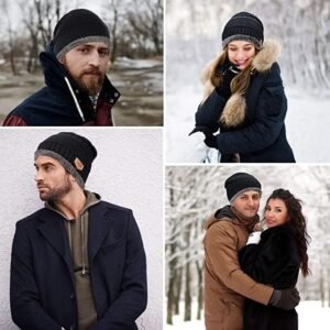 Winter Cap and Scarf Set Warm Knit Beanie Hat and Neck Scarf Combo for Cold Weather Outdoor Protection - Image 9