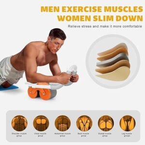 Abdominal Rebound Wheel Automatic Rebound Ab Roller Exercise Wheel with Elbow Support Core Strength Trainer Home Gym Fitness Equipment for Abdominal Workout and Strength Training - Image 2