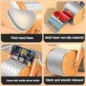 Abdominal Rebound Wheel Automatic Rebound Ab Roller Exercise Wheel with Elbow Support Core Strength Trainer Home Gym Fitness Equipment for Abdominal Workout and Strength Training - Image 4