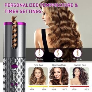 Cordless Hair Curler Automatic Portable Hair Curling Iron Rechargeable Hair Styling Tool for Salon Style Curls - Image 3
