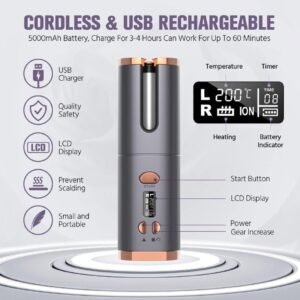 Cordless Hair Curler Automatic Portable Hair Curling Iron Rechargeable Hair Styling Tool for Salon Style Curls - Image 7