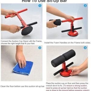 Sit Up Bar Home Workout Door Anchor Sit Up Bar with Strong Suction Cup Core Training Equipment for Abdominal Exercise Fitness Training and Home Gym Workout Support - Image 8