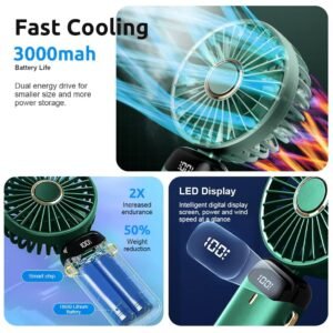 Display Hand Fan Portable Handheld Fan USB Rechargeable Mini Cooling Fan with Adjustable Speed for Home Office Travel - Image 3