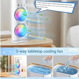 Double End Air Cooler Mist Fan Portable Dual Fan Cooling Device with Water Mist Spray for Personal Cooling and Desk Use - Image 9