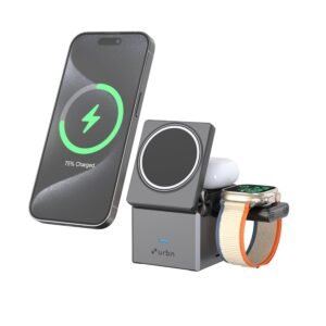 3 In 1 Portable Foldable Wireless Charger Fast Charging Station for Smartphone Smartwatch and Earbuds Compact Travel Wireless Charging Dock - Image 1