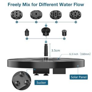 Solar Water Fountain Garden Pond Fountain Pump Solar Powered Floating Water Pump for Bird Bath Pond Garden Decoration - Image 6