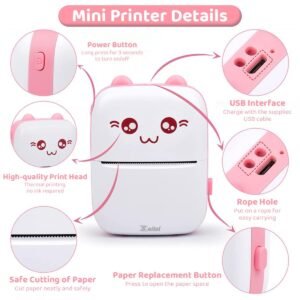 Mini Printer Portable Wireless Thermal Printer for Mobile Phone Photo Printing Notes Labels and Small Document Printing - Image 7