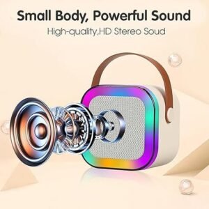 K12 Speaker Portable Bluetooth Karaoke Speaker with Wireless Microphone LED Lights and Rechargeable Battery - Image 2