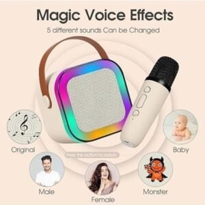 K12 Speaker Portable Bluetooth Karaoke Speaker with Wireless Microphone LED Lights and Rechargeable Battery - Image 7