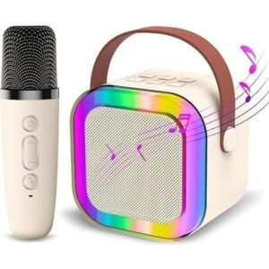 K12 Speaker Portable Bluetooth Karaoke Speaker with Wireless Microphone LED Lights and Rechargeable Battery - Image 9