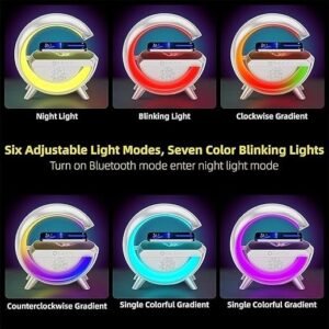 G-Shape LED Wireless Charging Speaker Lamp Bluetooth Speaker Night Lamp with Wireless Phone Charging and Ambient LED Lighting - Image 6