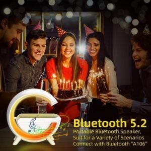 G-Shape LED Wireless Charging Speaker Lamp Bluetooth Speaker Night Lamp with Wireless Phone Charging and Ambient LED Lighting - Image 9