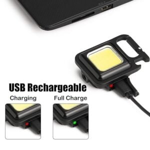 Rechargeable LED COB Keychain Light Portable Mini Flashlight with Bright COB LED Emergency Keychain Torch - Image 6