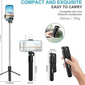 Selfie Stick R1S Bluetooth Selfie Stick with Tripod Stand Wireless Remote Phone Holder for Photography and Video Recording - Image 3