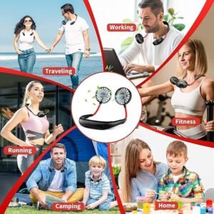 Neck Fan Portable Hands Free Neck Cooling Fan Rechargeable Wearable Fan for Summer Travel Outdoor Activities and Sports - Image 3