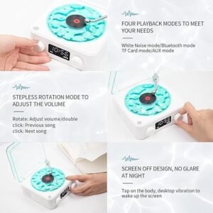 Ocean Wave Gramophone Light Speaker Bluetooth Speaker with Ocean Wave LED Light Effect Retro Gramophone Design Music Player - Image 7