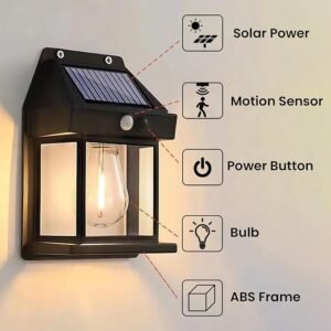 Solar Wall Bulb Light Outdoor Solar Powered LED Bulb Lamp Waterproof Garden Wall Light for Outdoor Decoration - Image 3