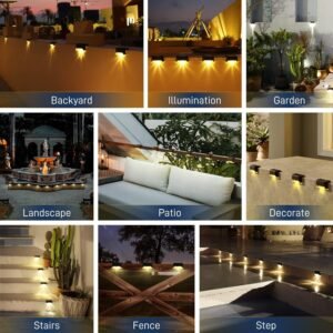 Solar Stair Light Outdoor LED Step Light Waterproof Solar Powered Deck Stair Light for Garden Pathway Patio Fence and Staircase Safety Lighting - Image 6