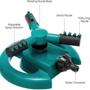 3 Arm Sprinkler Rotating Garden Water Sprinkler for Lawn Irrigation Garden Watering and Outdoor Plant Care - Image 4