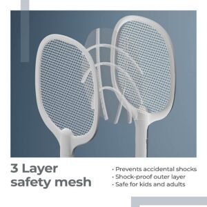 Mosquito Racket Electric Mosquito Bat Rechargeable Insect Killer Racket for Indoor and Outdoor Mosquito Control - Image 2