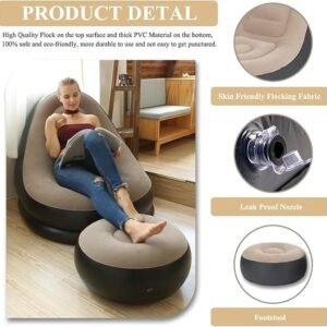 Inflatable Lounge Chair Portable Air Sofa Chair for Outdoor Camping Beach Travel and Relaxation Seating - Image 6