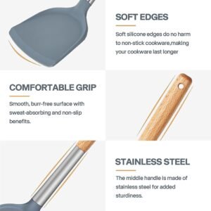 Silicone Spatula Set for Kitchen Heat Resistant Non Stick Cooking Spatulas for Baking Mixing and Cooking - Image 8