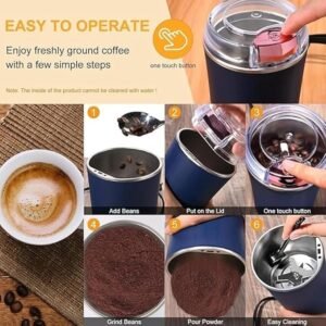Electric Coffee Spice Grinder 250ML Stainless Steel Bean Grinder for Coffee Beans Spices Nuts and Kitchen Ingredients - Image 4