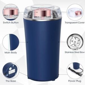 Electric Coffee Spice Grinder 250ML Stainless Steel Bean Grinder for Coffee Beans Spices Nuts and Kitchen Ingredients - Image 6
