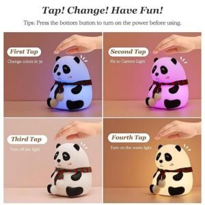 Silicone Panda Lamp Cute Panda Night Light Soft Silicone LED Lamp for Kids Bedroom Nursery Night Lamp - Image 7