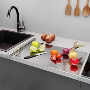 Stainless Steel Chopping Board 41x31 cm Kitchen Cutting Board Durable Food Preparation Board for Vegetables Meat and Fruits - Image 3