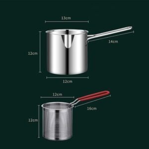 Deep Frying Pot With Strainer Stainless Steel Deep Fryer Pot with Oil Strainer Basket for Cooking Fries Chicken and Frying Foods - Image 3