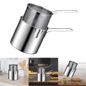 Deep Frying Pot With Strainer Stainless Steel Deep Fryer Pot with Oil Strainer Basket for Cooking Fries Chicken and Frying Foods - Image 8